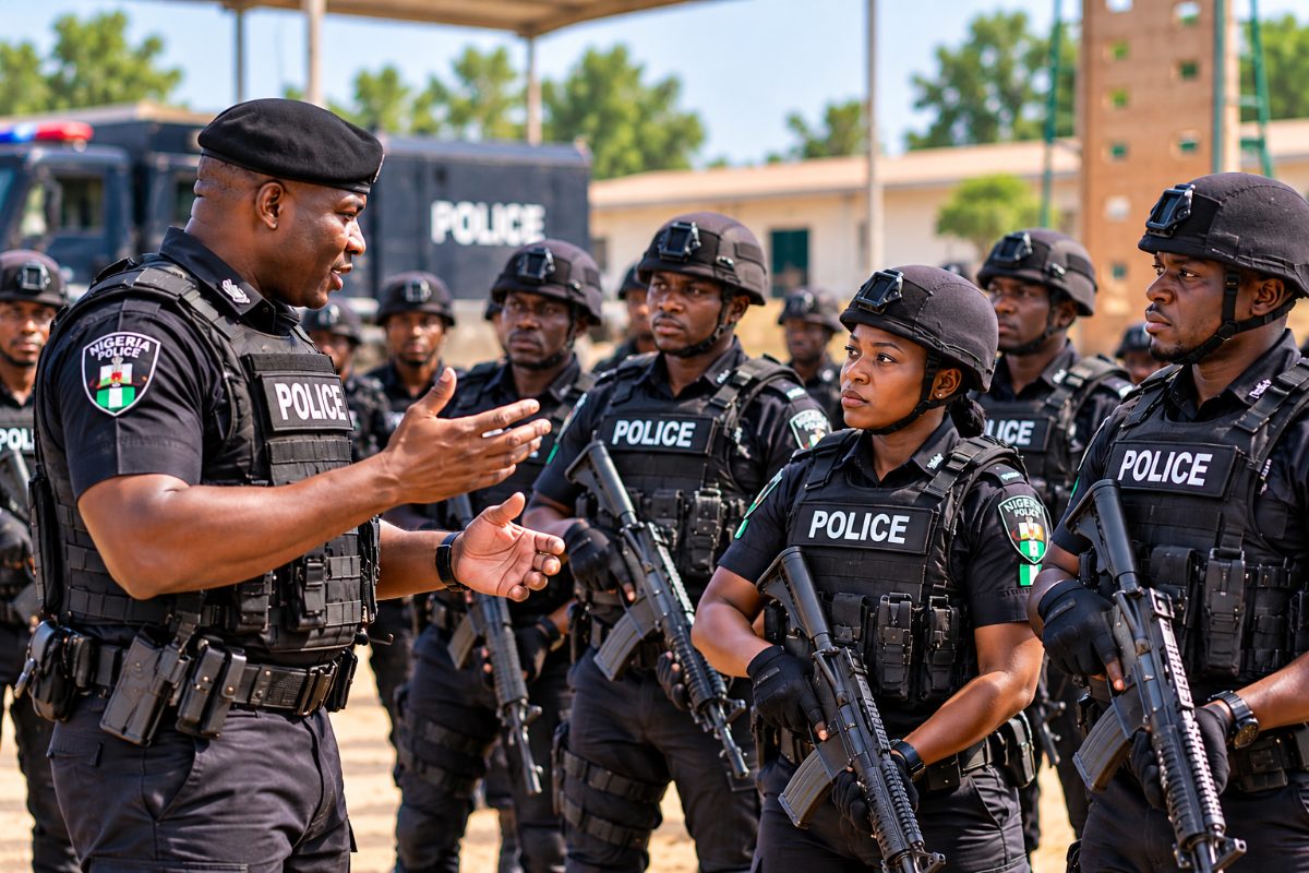 Police officers receiving tactical training